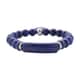 Lapis Lazuli and Austrian Crystal Stretchable Beaded Heart Charm Bracelet in Stainless Steel 94.00 ctw image number 2