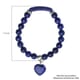 Lapis Lazuli and Austrian Crystal Stretchable Beaded Heart Charm Bracelet in Stainless Steel 94.00 ctw image number 4