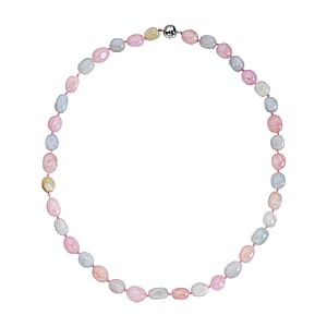Mangoro Aquamarine, Marropino Morganite, Heliodor Beaded Necklace (20 Inches) in Rhodium Over Sterling Silver 322.50 ctw