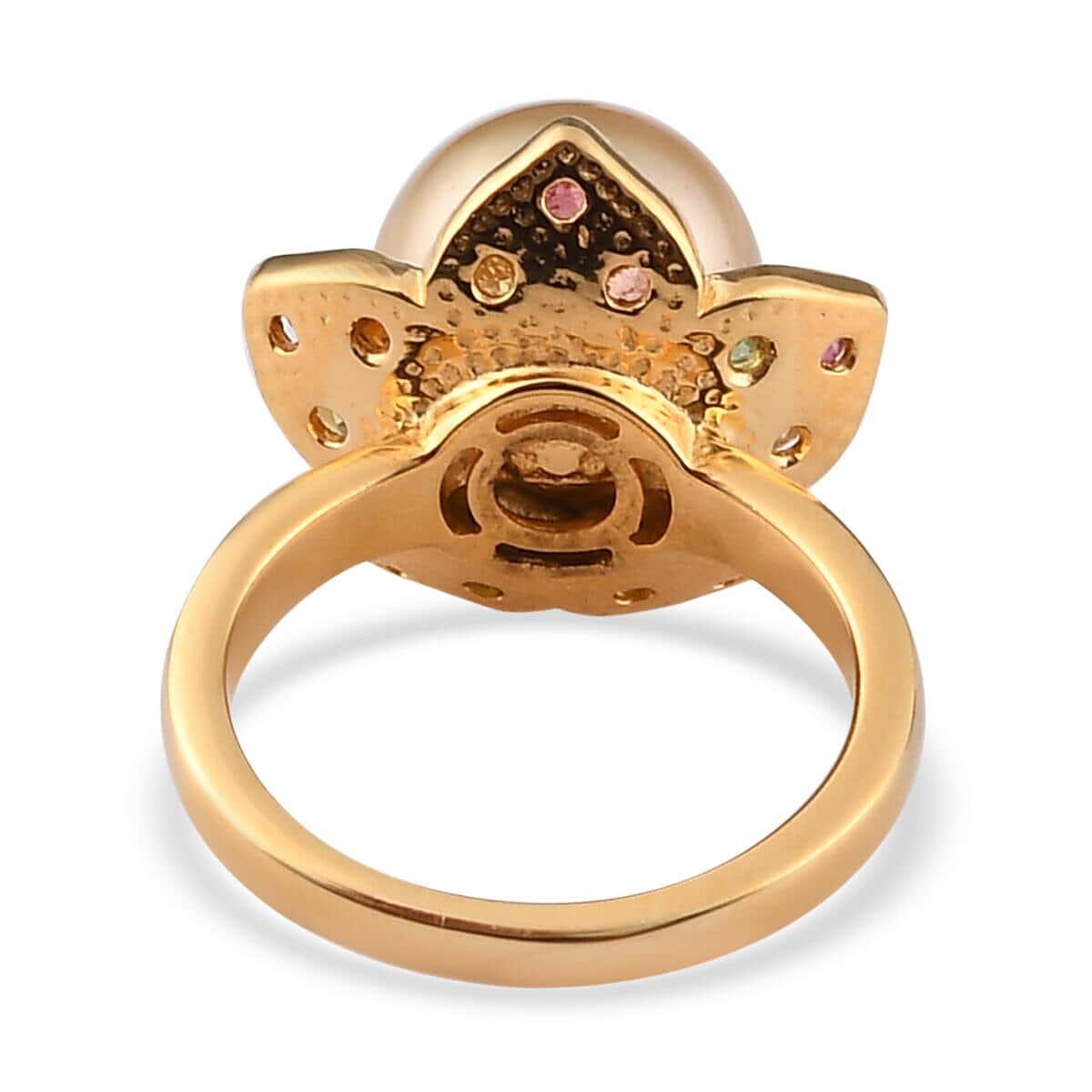 Buy South Sea Pearl and Multi-Tourmaline Floral Ring in Vermeil