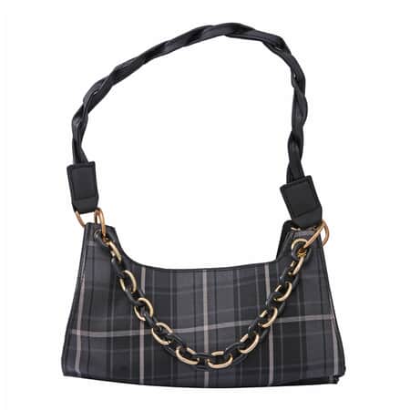 Used burberry banner vintage check shoulder bag / SMALL- LEATHER