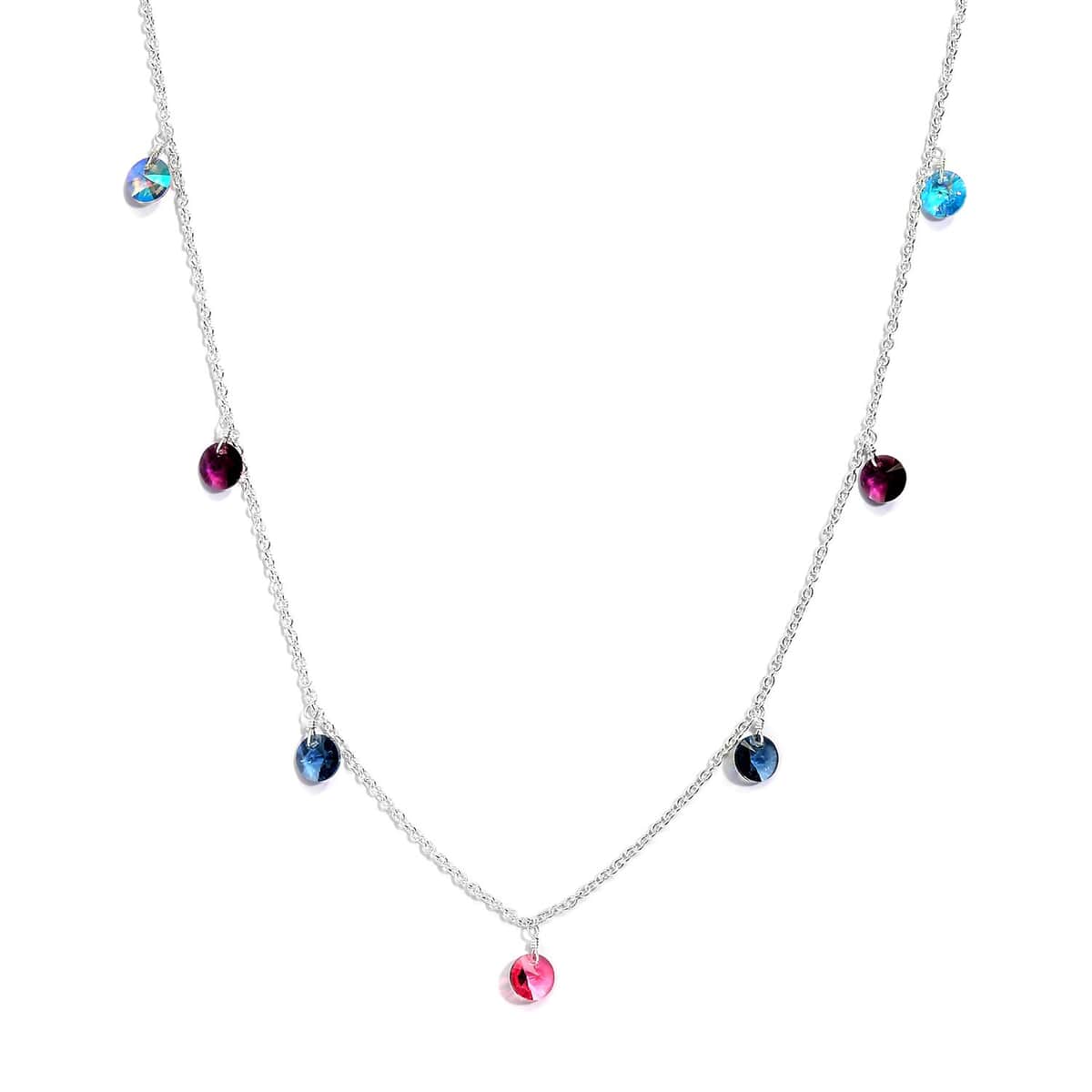 Buy Multi Color Crystal Station Necklace 18 Inches in Sterling Silver ...