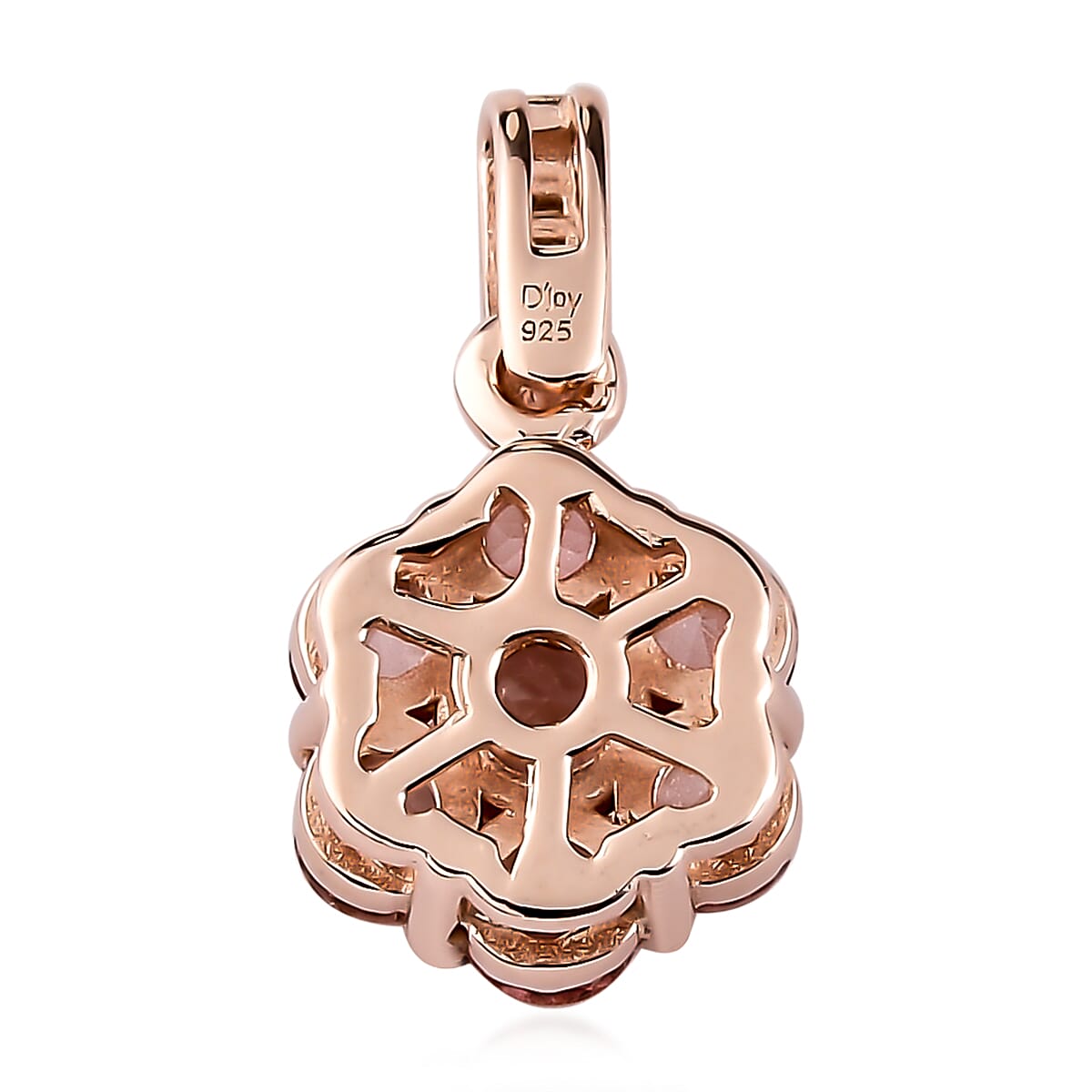 Buy Blush Tourmaline and Natural Champagne Diamond Floral Pendant in Vermeil Rose Gold Over