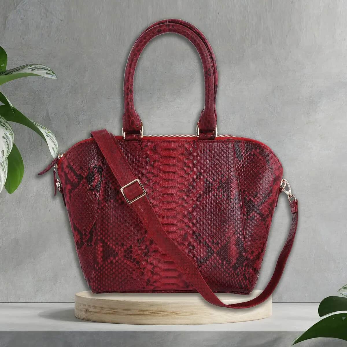 The Pelle Collection Natural Python Leather Tote Bag for Women with Detachable Strap, Satchel Purse, Shoulder Handbag, Designer Tote Bag , Shop LC