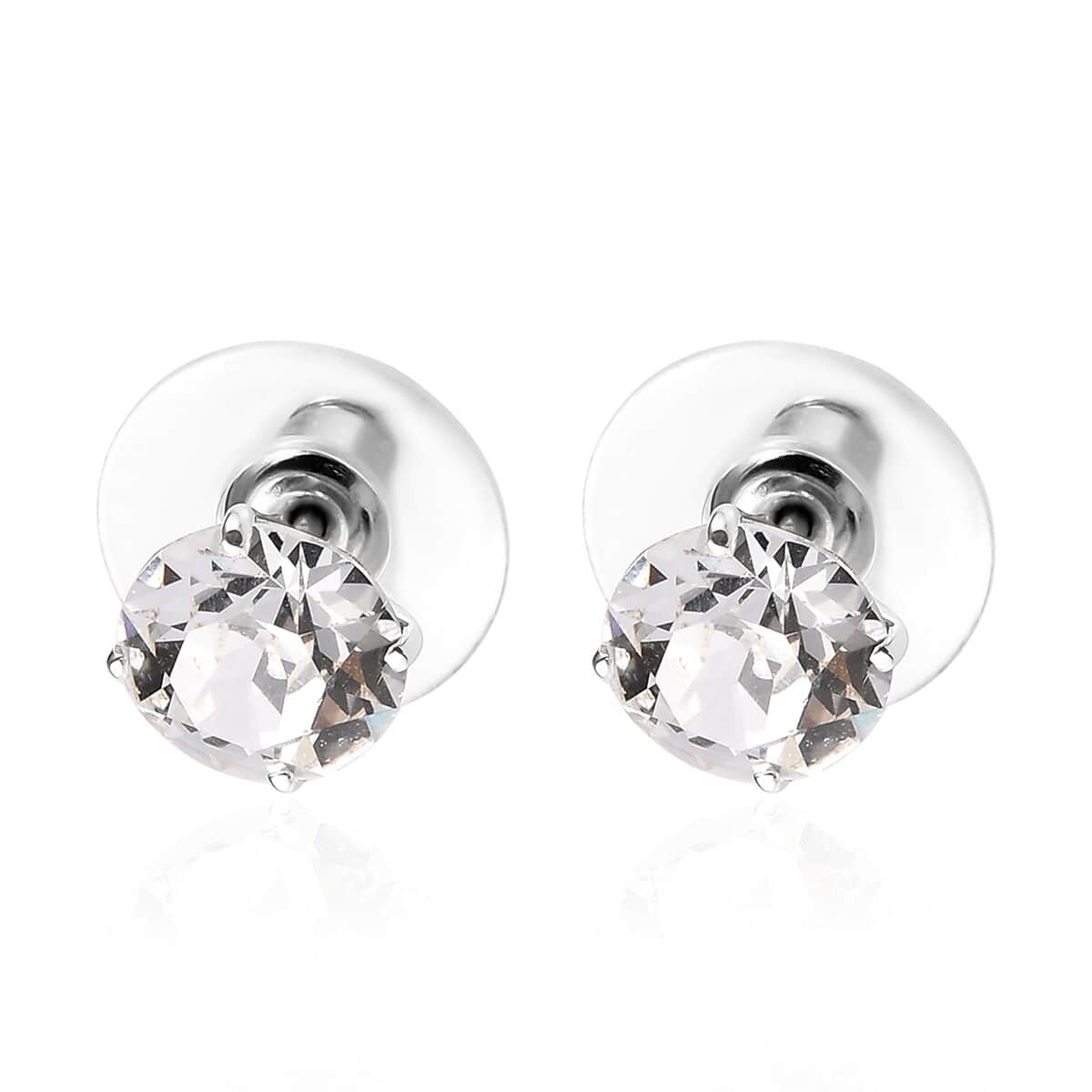 Buy White Crystal Solitaire Stud Earrings in Sterling Silver at