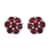 Value Buy Ruby Color Crystal Floral Stud Earrings in Sterling Silver