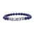 Lapis Lazuli and Blue Austrian Crystal Beaded and Tiger Strip Bracelet in Stainless Steel (7.50 In) 87.20 ctw