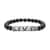 Black Agate and Black Austrian Crystal Beaded and Tiger Strip Bracelet in Stainless Steel (7.50 In) 87.20 ctw