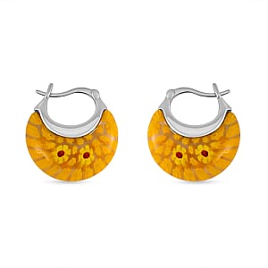 Yellow Murano Style Basket Earrings in Stainless Steel