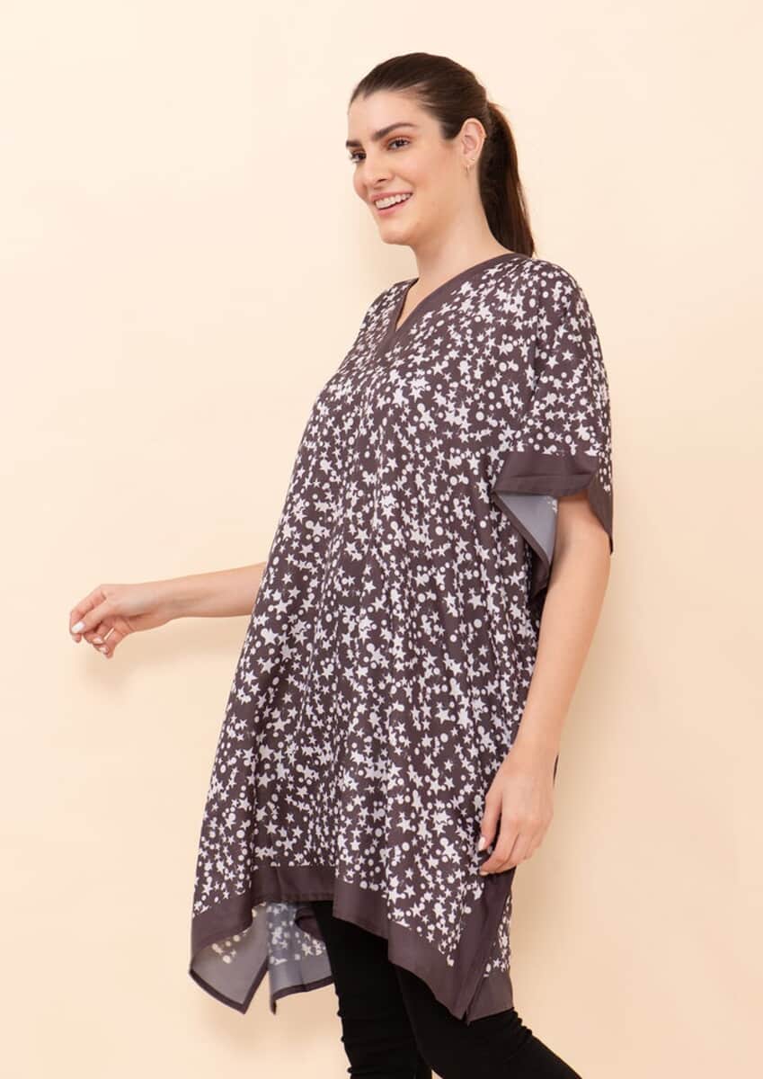 TAMSY Black 100% Polyester Short Kaftan - One Size Fits Most image number 3