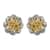 Yellow Diamond Earrings in Rhodium And Platinum Over Sterling Silver| Flower Studs| Diamond Studs 0.25 ctw
