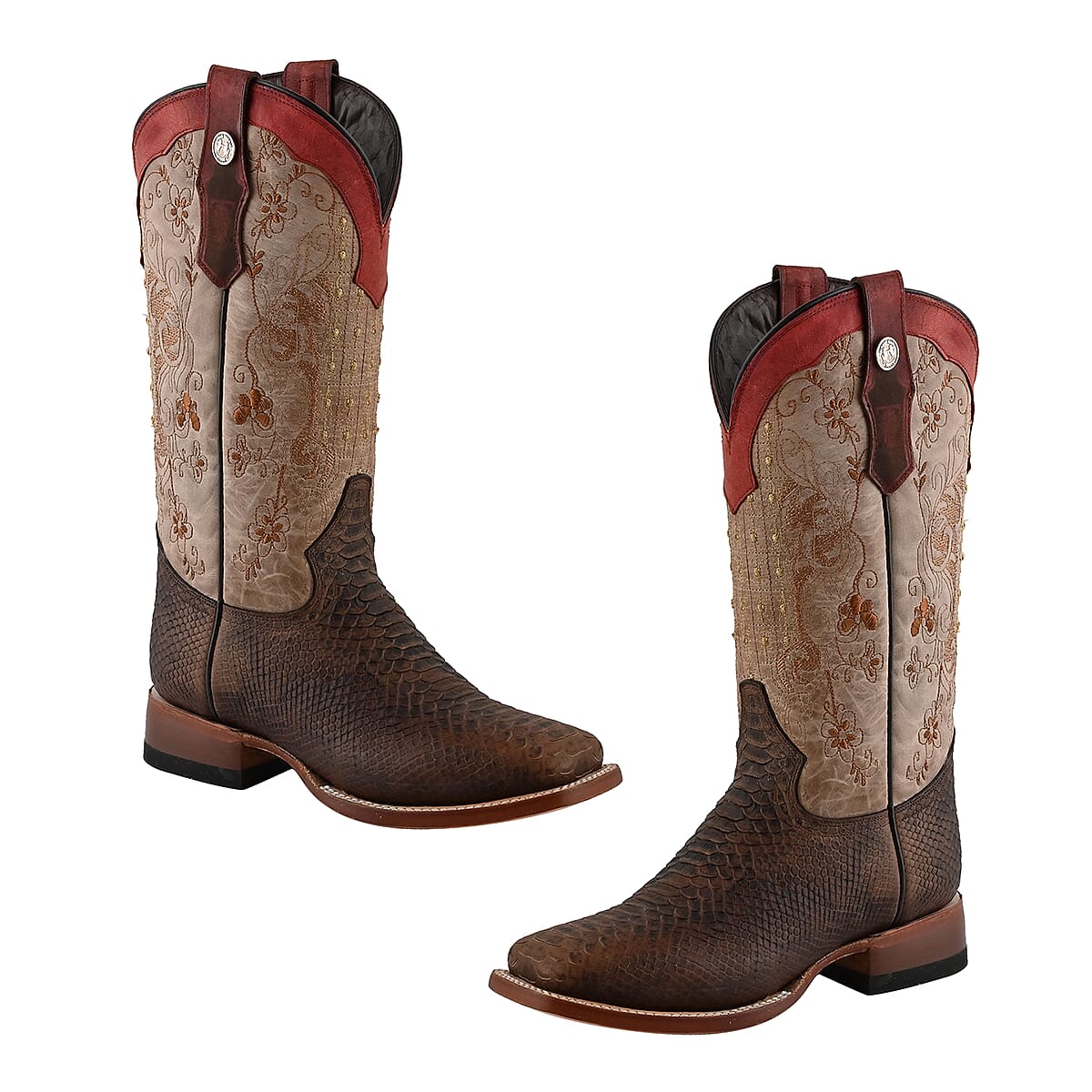 Buy TANNER MARK Multicolor Floral Stitch Python Print Toe Boot - Size 7 at  ShopLC.