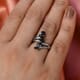 Natural Thai Black Spinel 5 Stone Ring Stainless Steel 1.50 ctw image number 2
