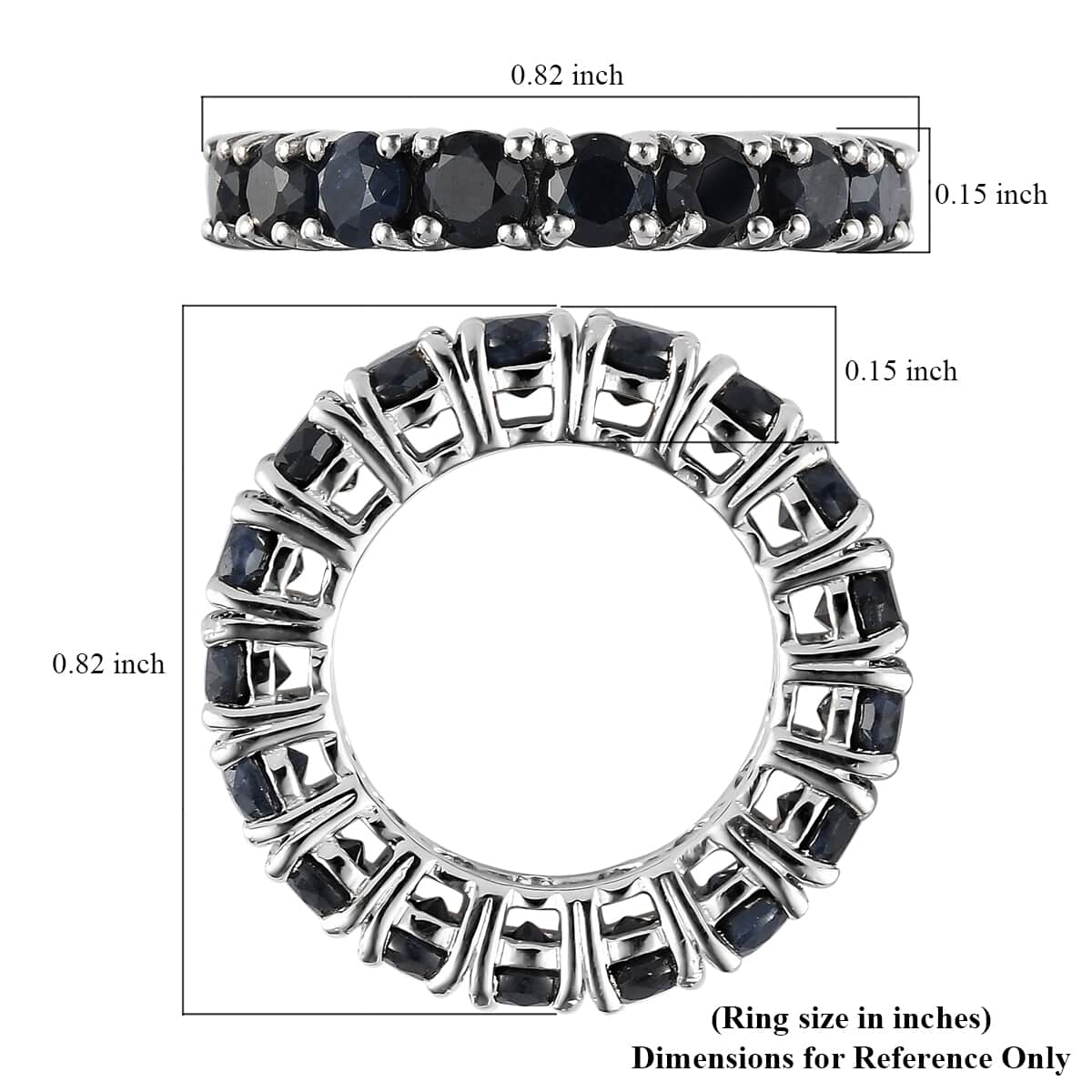 Australian Black Sapphire Eternity Band Ring in Platinum Over Sterling Silver 7.40 ctw image number 5