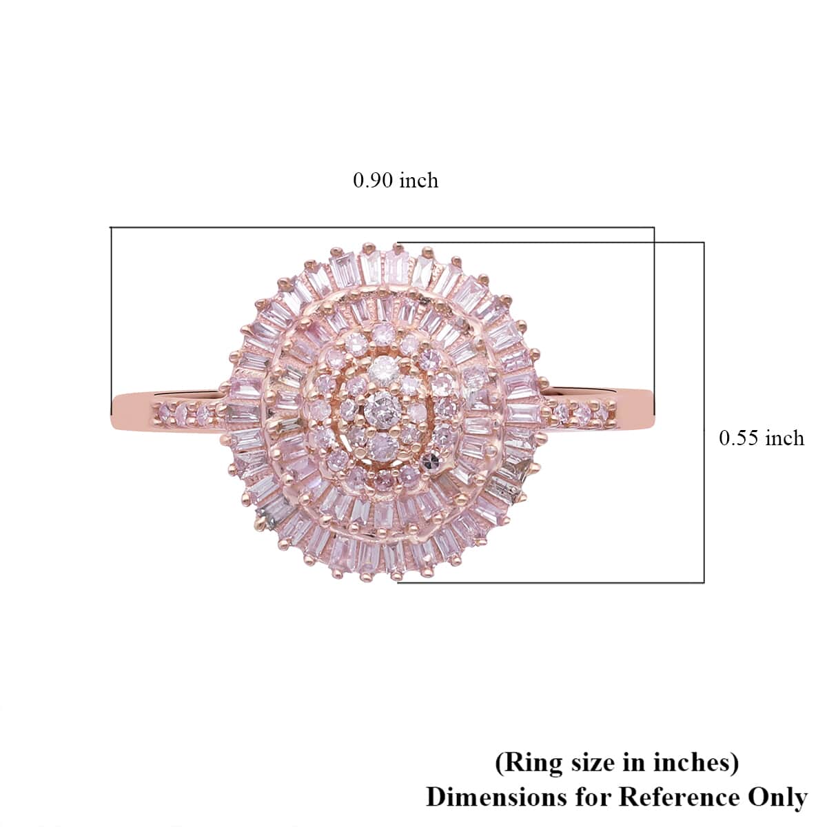 Natural Pink Diamond I3 Cluster Ring in Vermeil Rose Gold Over Sterling Silver 0.50 ctw image number 5