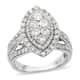 NY Closeout 10K White Gold I I2-I3 Diamond Marquise Shaped Ring (Size 7.0) 6.60 Grams 2.00 ctw image number 0