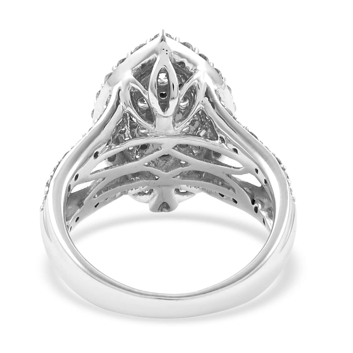 NY Closeout 10K White Gold I I2-I3 Diamond Marquise Shaped Ring (Size 7.0) 6.60 Grams 2.00 ctw image number 4