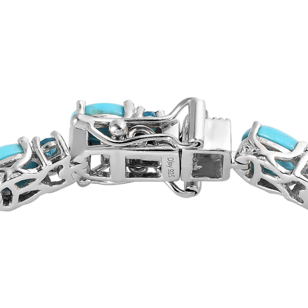 American Natural Sleeping Beauty Turquoise and Malgache Neon Apatite Bracelet in Platinum Over Sterling Silver (6.50 In) 11.70 Grams 13.20 ctw image number 3