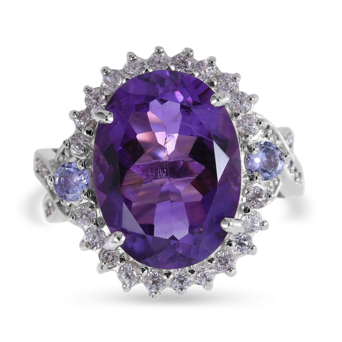 Buy Lusaka Amethyst and Multi Gemstone Ring in Platinum Over Sterling ...