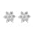 White Zircon Floral Stud Earrings in Sterling Silver 1.00 ctw
