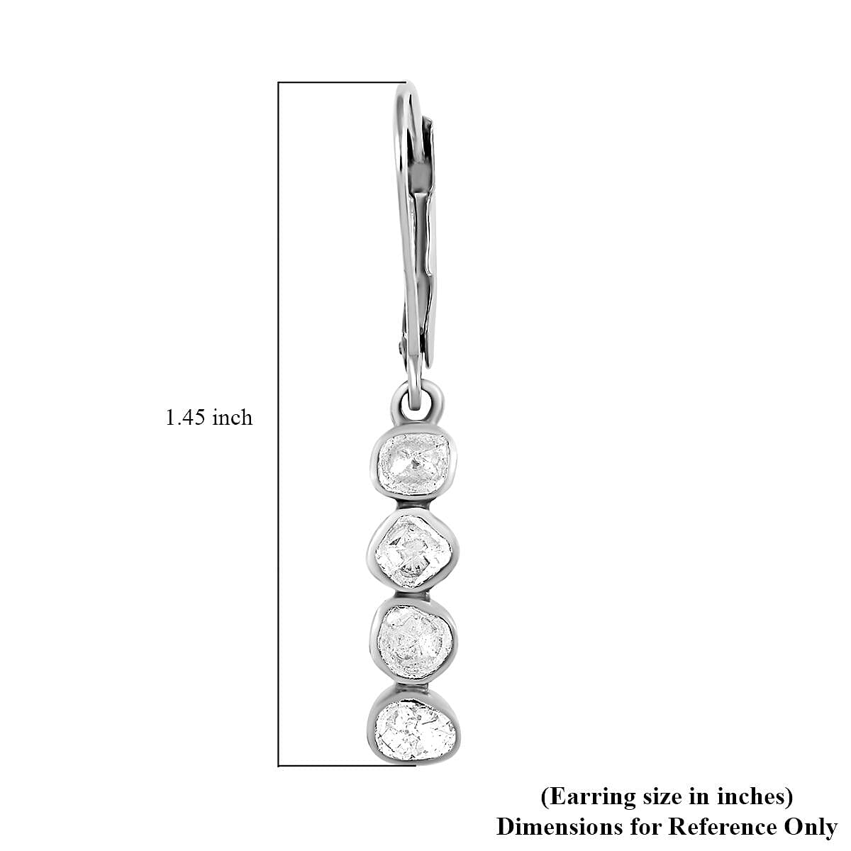 Buy Polki Diamond Lever Back Earrings in Platinum Over Sterling Silver
