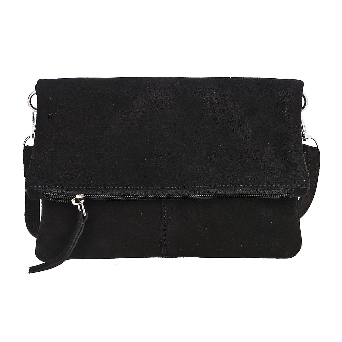 Buy Black Suede Genuine Leather Crossbody Bag at ShopLC.
