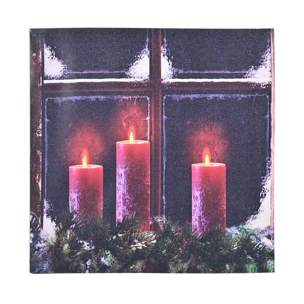 Multi Color Canvas 3-LED Night Candle Christmas Painting (2xAA Battery Not Included) image number 0