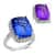 Color Change Fluorite and Moissanite Halo Ring in Rhodium Over Sterling Silver (Size 10.0) 12.90 ctw