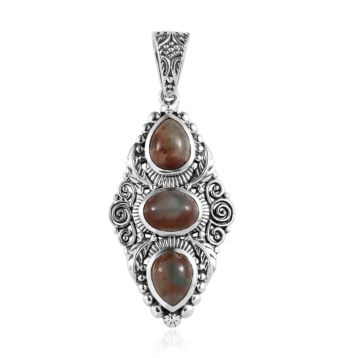 Buy Artisan Crafted Natural Zimbaprase 3 Stone Pendant in Sterling ...