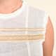 TAMSY White and Gold Cropped Tank with Tassel Trim - L image number 3
