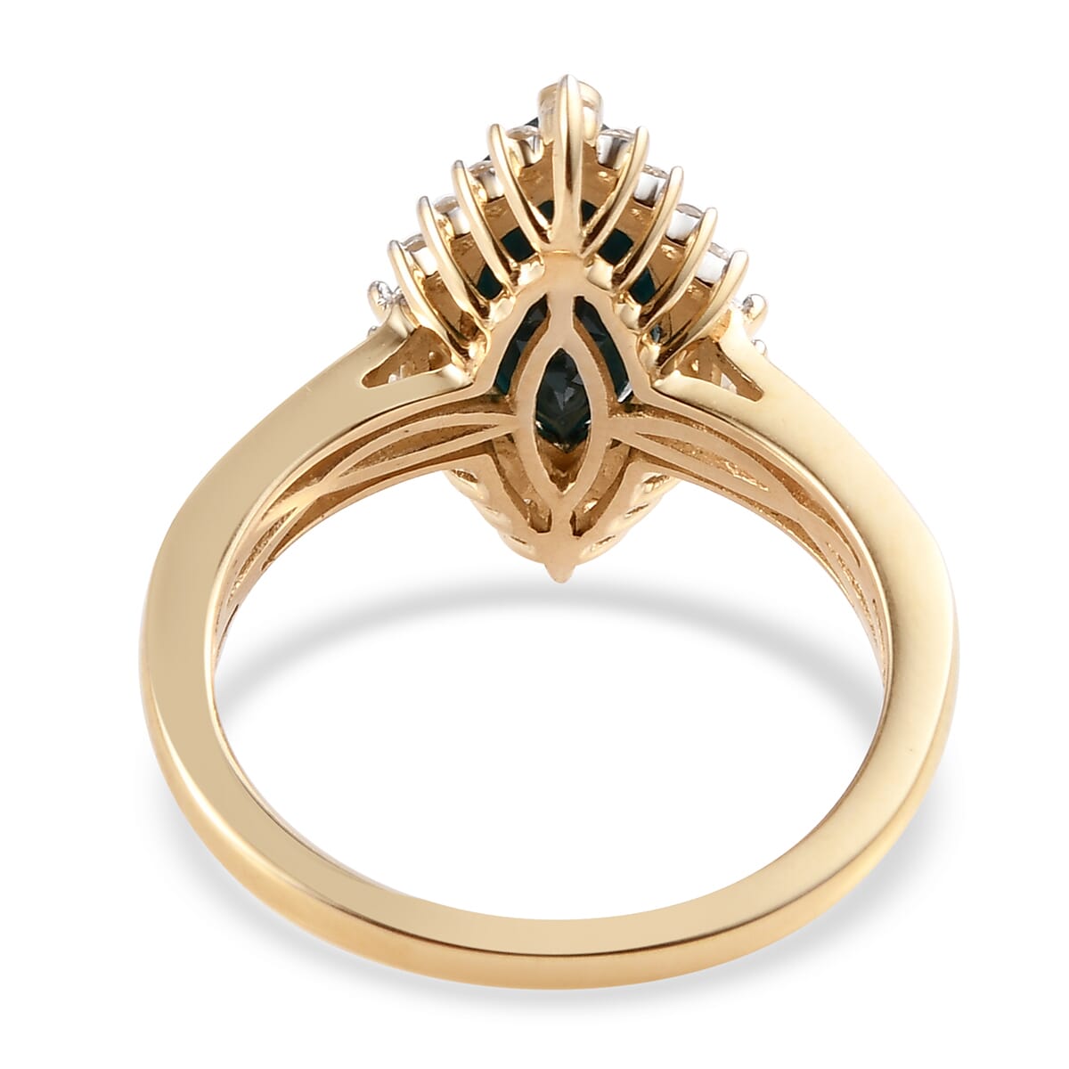 Luxoro 10K Yellow Gold AAA Teal Grandidierite and White Zircon Halo Ring (Size 10.0) 2.65 ctw image number 4