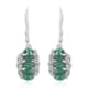AAA Kagem Zambian Intense Green Emerald and Natural White Zircon Earrings in Rhodium Over Sterling Silver 1.50 ctw image number 0