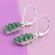 AAA Kagem Zambian Intense Green Emerald and Natural White Zircon Earrings in Rhodium Over Sterling Silver 1.50 ctw image number 1