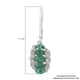 AAA Kagem Zambian Intense Green Emerald and Natural White Zircon Earrings in Rhodium Over Sterling Silver 1.50 ctw image number 4