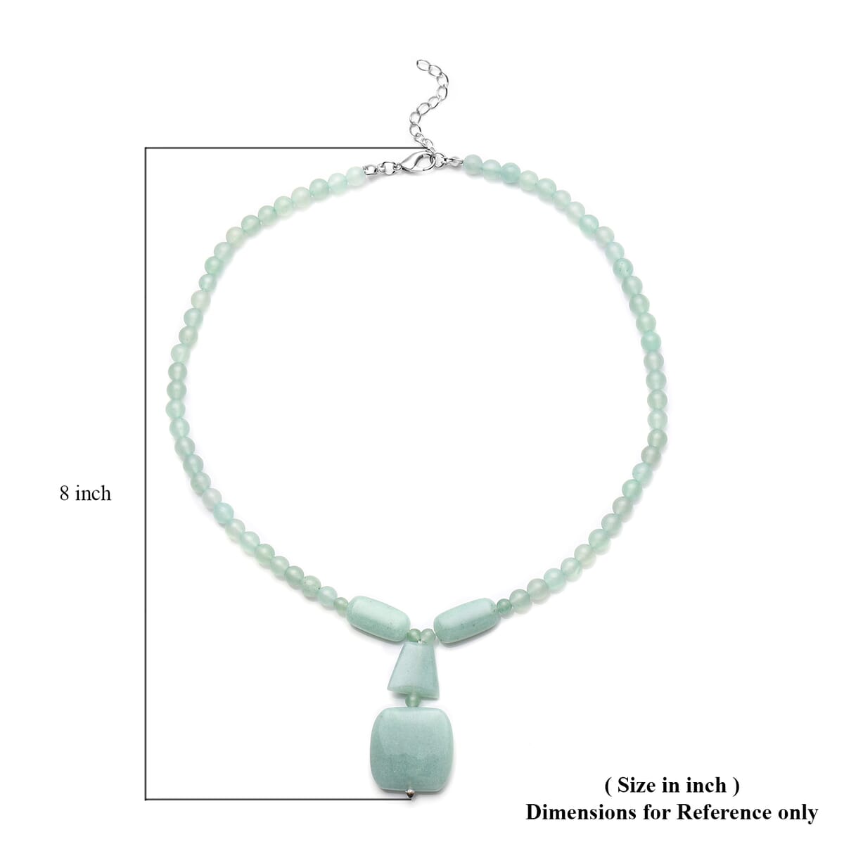Green Aventurine Beaded Necklace 18-20 Inches in Silvertone 180.50 ctw image number 5