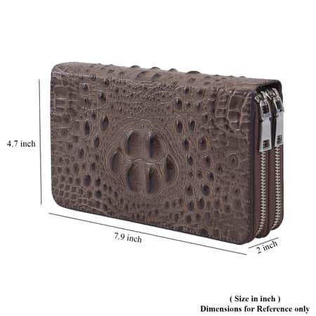 Genuine Leather Crocodile Embossed Men's Regular Wallet (brown)