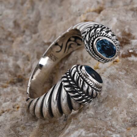 Sterling Silver Men’s Ring Swiss Blue Topaz Artisan Handcrafted Unique  Jewelry