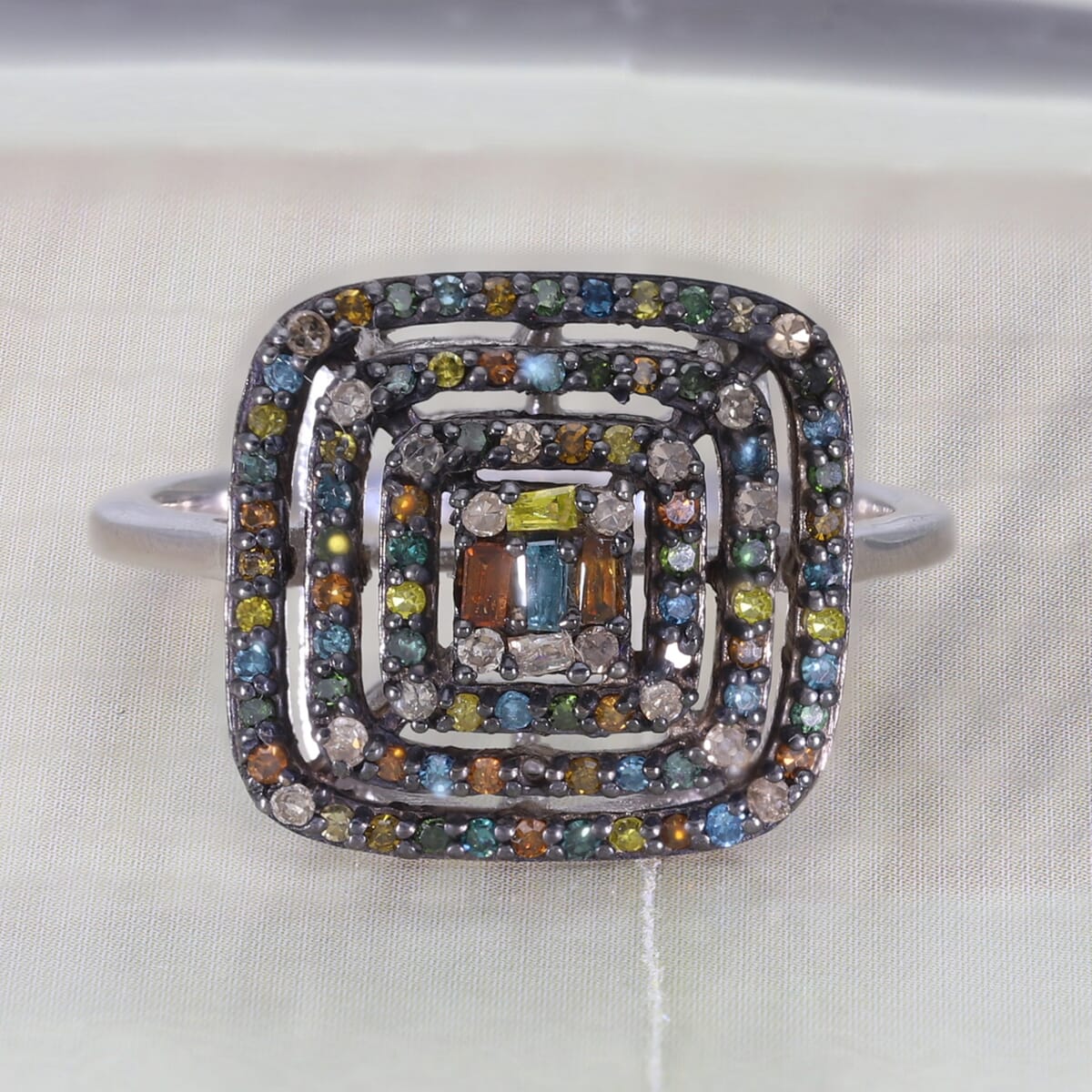 Multi Diamond Ring in Rhodium and Platinum Over Sterling Silver (Size 8.0) 0.50 ctw image number 1