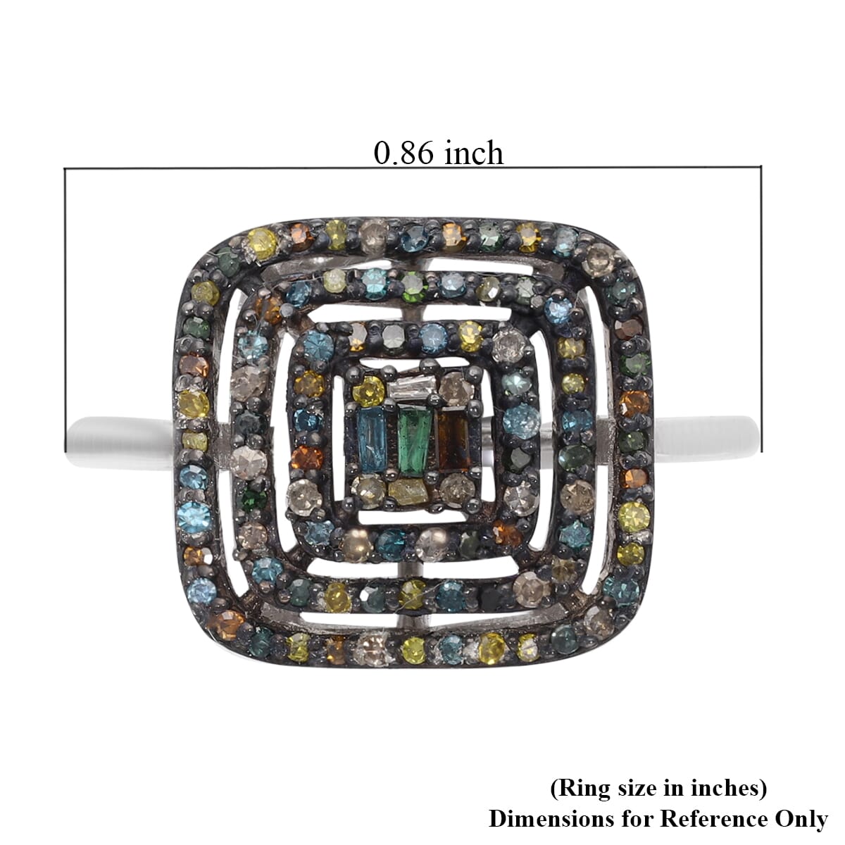 Multi Diamond Ring in Rhodium and Platinum Over Sterling Silver (Size 8.0) 0.50 ctw image number 5
