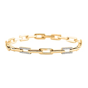 10K Yellow Gold Diamond (G-H, I2) Paper Clip Bracelet (7.50 In) (8.80 g) 0.50 ctw