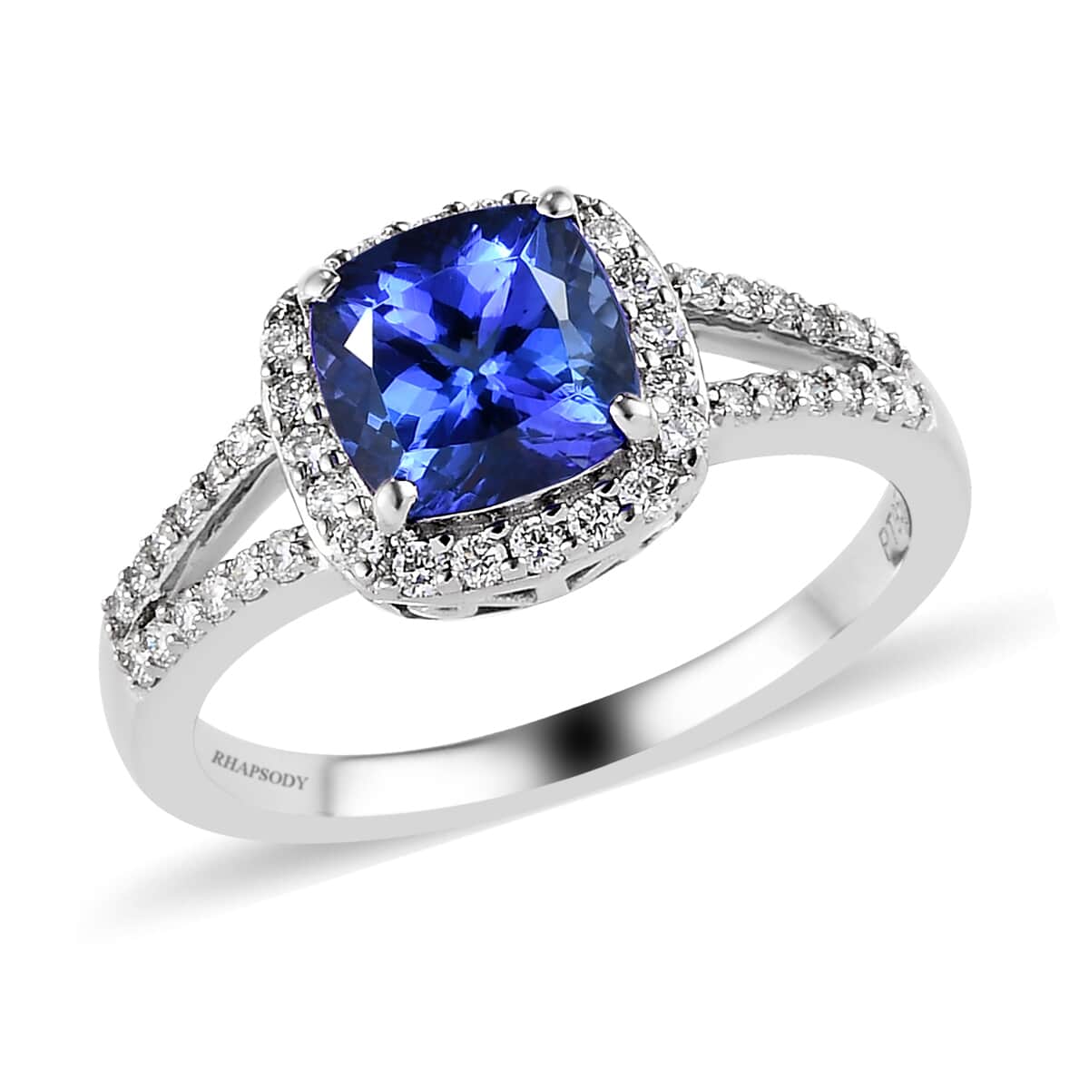 SUMMER DEALS RHAPSODY 950 Platinum AAAA Tanzanite and E-F VS Diamond Ring (Size 8.0) 5.35 Grams 2.15 ctw image number 0