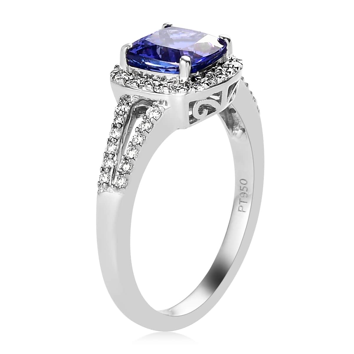 SUMMER DEALS RHAPSODY 950 Platinum AAAA Tanzanite and E-F VS Diamond Ring (Size 8.0) 5.35 Grams 2.15 ctw image number 3