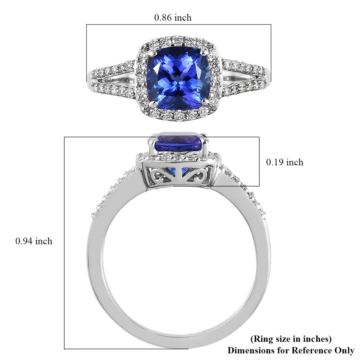 SUMMER DEALS RHAPSODY 950 Platinum AAAA Tanzanite and E-F VS Diamond Ring (Size 8.0) 5.35 Grams 2.15 ctw image number 5