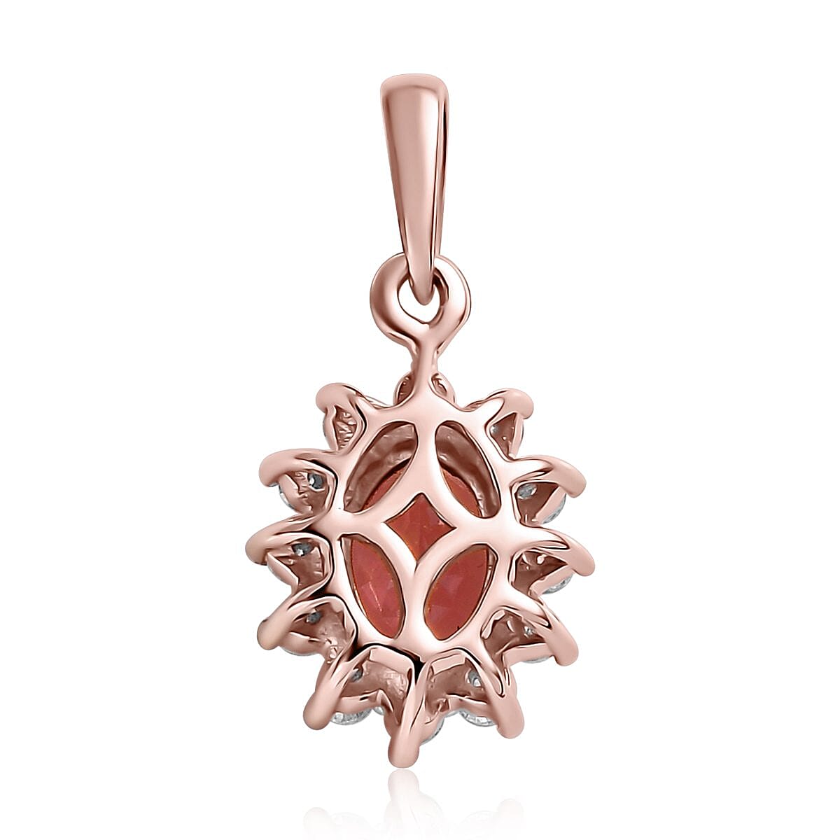 Buy Luxoro 10K Rose Gold Premium Blush Tourmaline and Moissanite Sunburst Pendant 0.75 ctw at