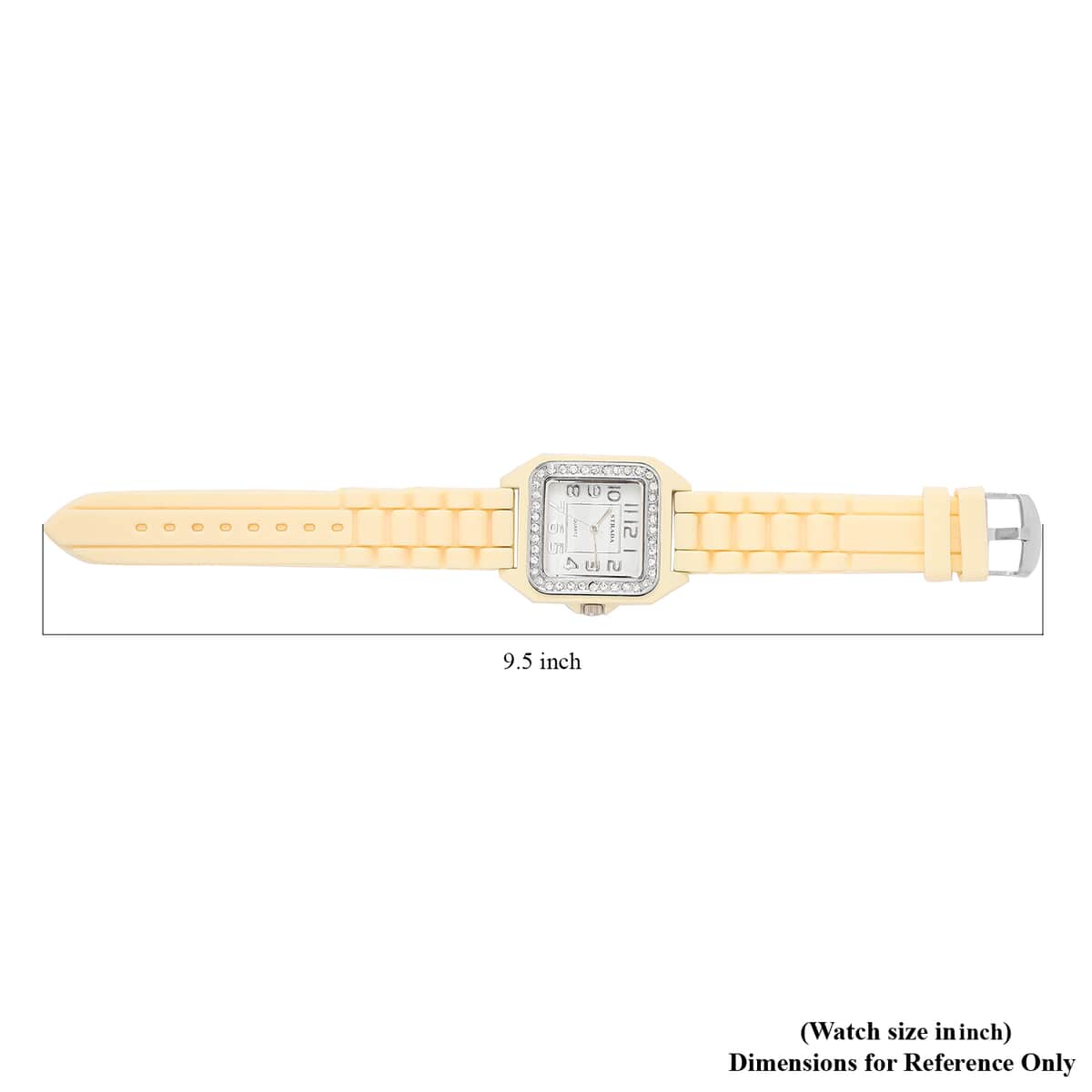 STRADA White Austrian Crystal Japanese Movement Ladies Watch White Square Dial and Chestnut Silicone Strap image number 6