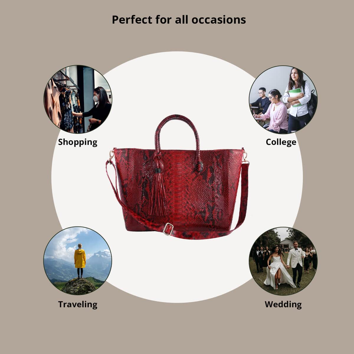 Buy The Grand Pelle Handcrafted Red Color Genuine Python Leather Bag for Women | Women's Designer Tote Bags | Leather Handbags | Leather Purse at ShopLC.