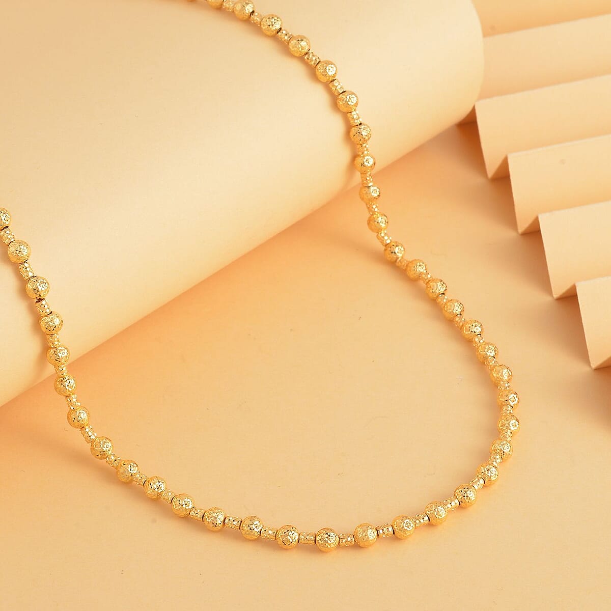 Buy 18K Yellow Gold Beaded Necklace DiamondCut Beaded Necklace