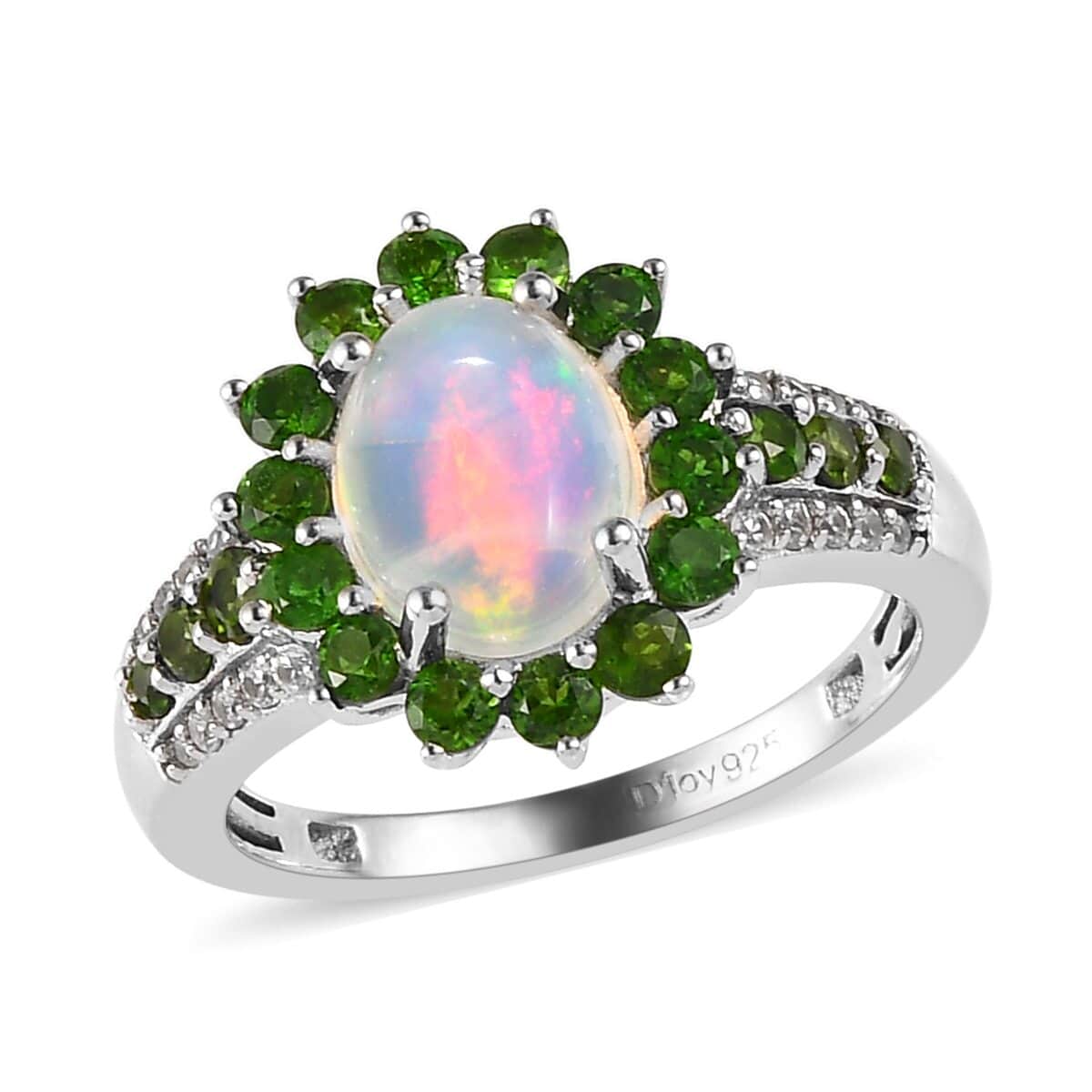 Buy Premium Ethiopian Welo Opal and Multi Gemstone Sunburst Ring in ...