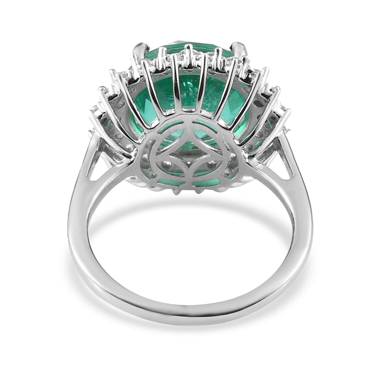 Buy Emeraldine Quartz (Triplet) and Natural White Zircon Sunburst Ring ...