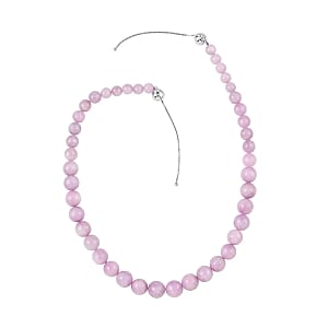 Kunzite 8-14mm Beaded Necklace (18-22 Inches) in Rhodium Over Sterling Silver 468.00 ctw